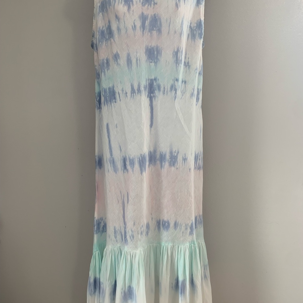 CHARLIE B Blue and Pink Ruffled Tiered Maxi Sundress - Picture 16 of 16